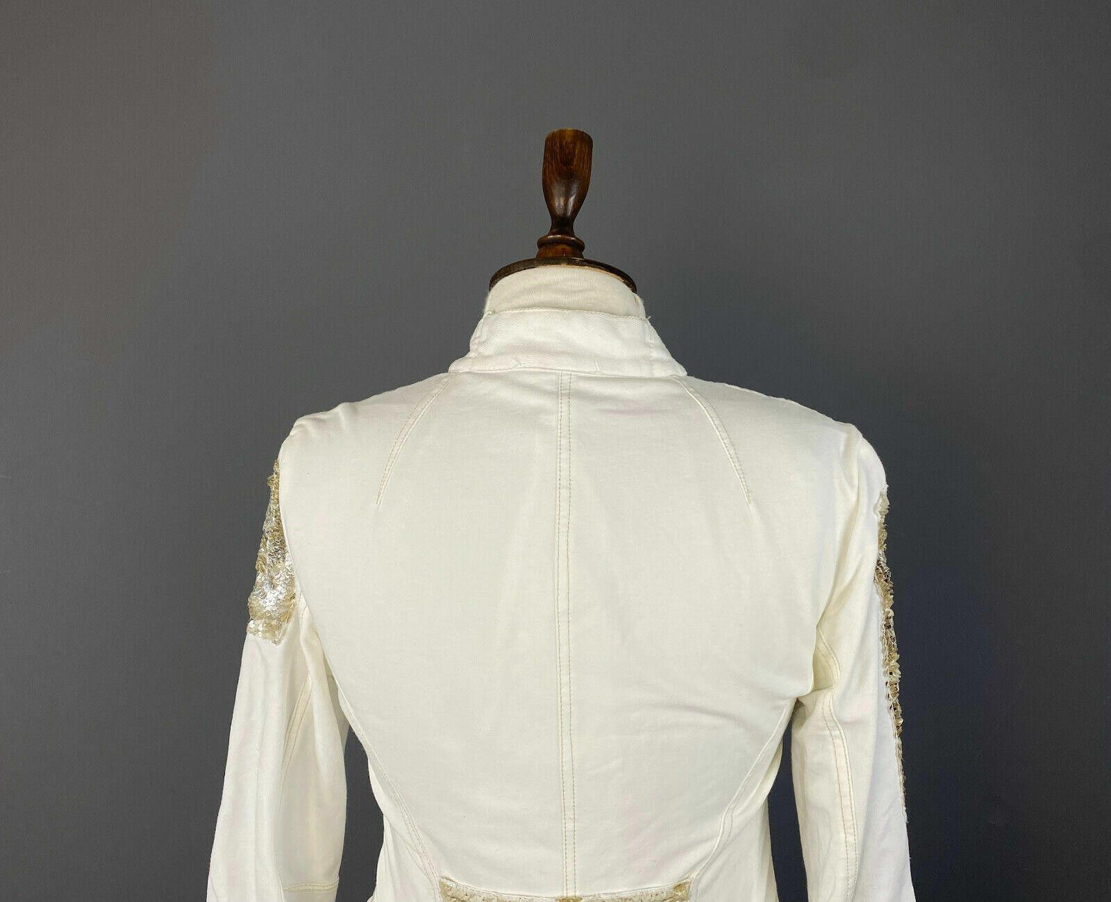 Designer Elisa Cavaletti Sono Italiano White Breasted Jacket XS S Size XS / US 0-2 / IT 36-38 - 6 Thumbnail