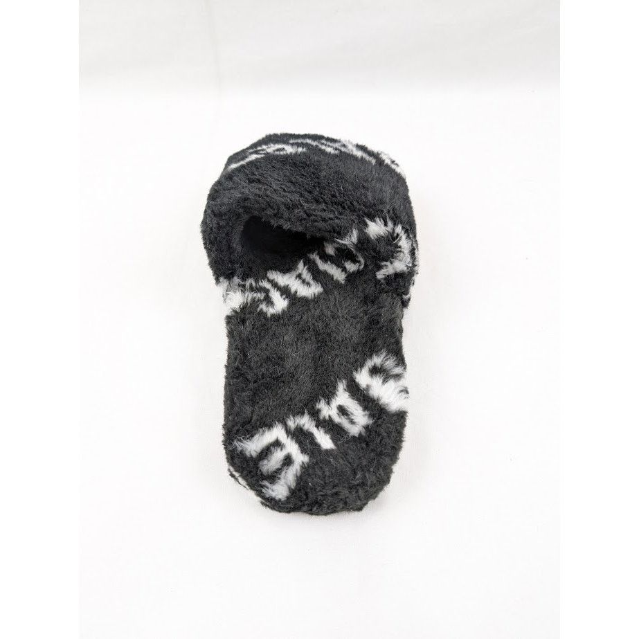Balenciaga o1rshd1 Q:3 / Allover Logo Furry Slide in Black/White Size US 8 / EU 41 - 10 Thumbnail