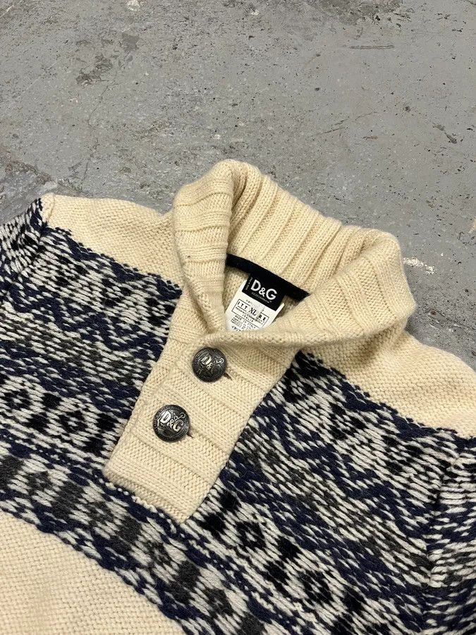 Dolce & Gabbana AW2006 Dolce & Gabbana Navy Beige Buttoned Sweater Size US M / EU 48-50 / 2 - 5 Thumbnail