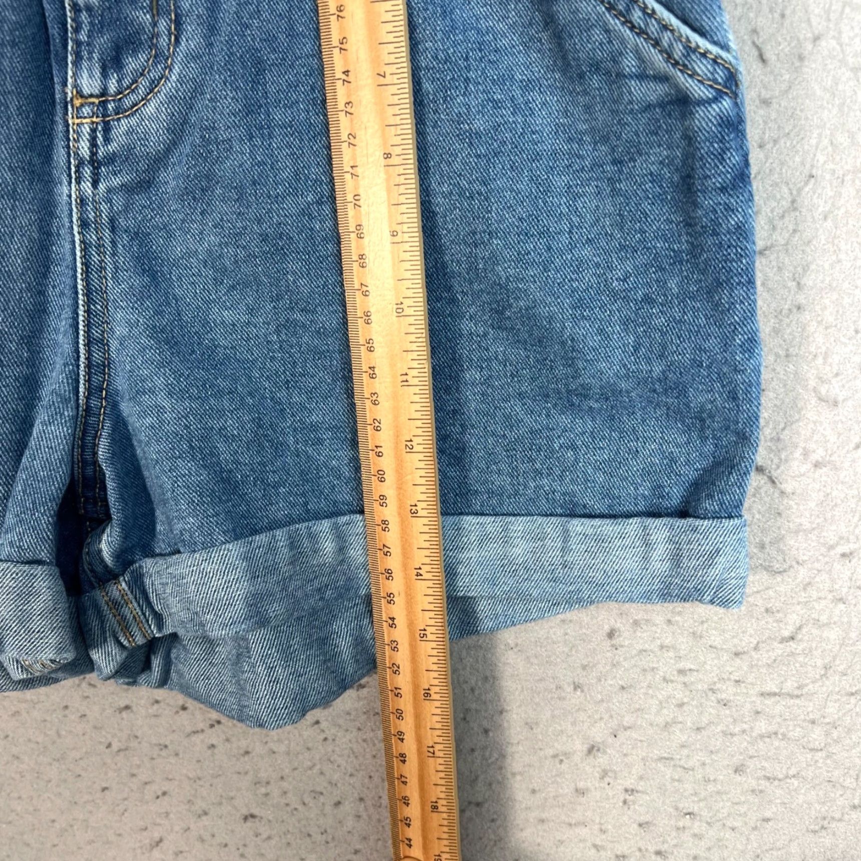Denime Oak & Fort Womens S Blue Denim Paperbag Waist Shorts Rolled Cuffs 5-Pocket Inseam 3in High Rise Summer Spring Casual Men/Women? Gender end: Womens Size 28" / US 6 / IT 42 - 6 Thumbnail