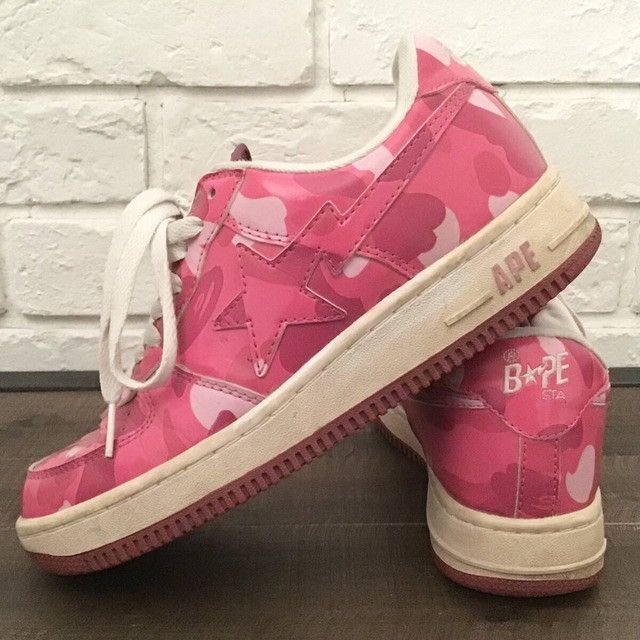 Bape × Nigo Pink camo BAPE STA Patent Leather Sneakers a bathing ape Size US 6 / IT 36 - 1 Thumbnail