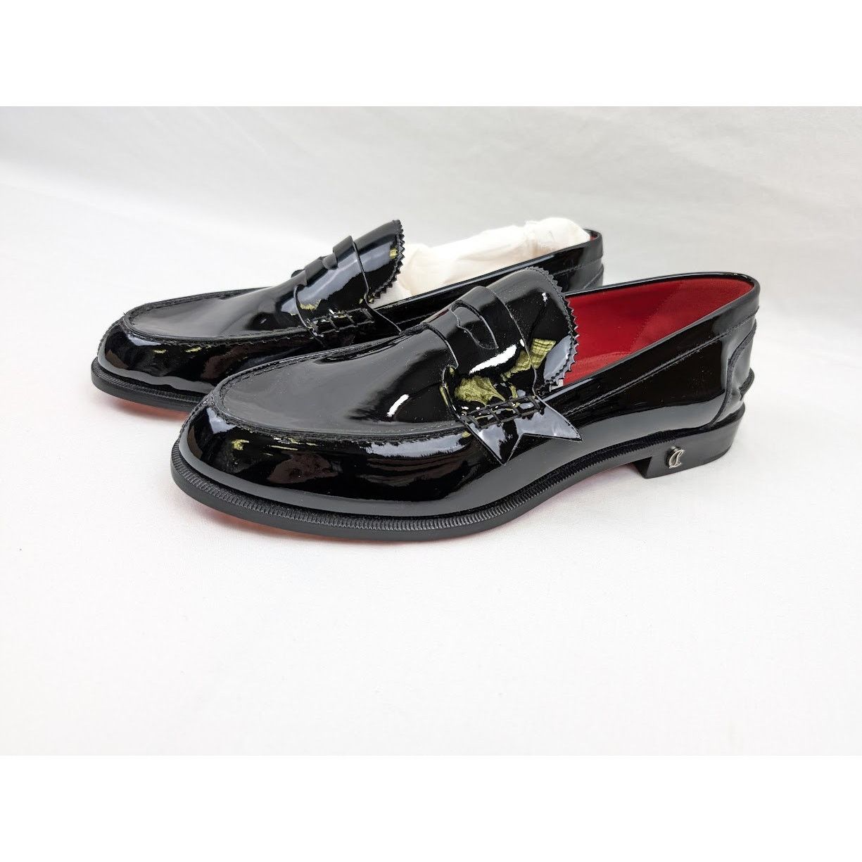 Christian Louboutin o1rshd1 Patent No Penny Flat Shoes in Black/Silver Size US 8.5 / EU 41-42 - 18 Thumbnail