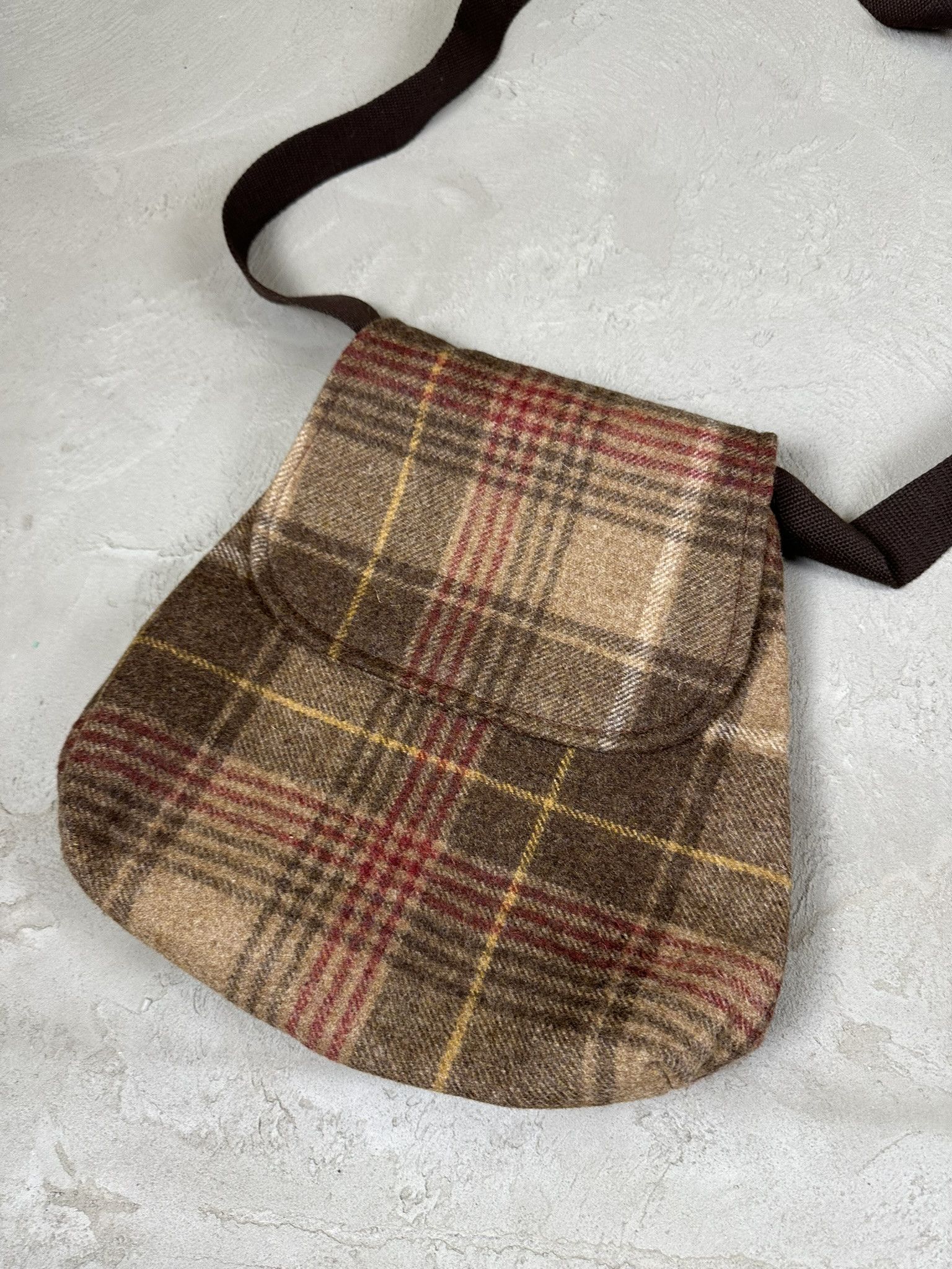 Handmade 80s Vintage Handmade Wool Checked Shoulder Bag Size ONE SIZE - 2 Thumbnail