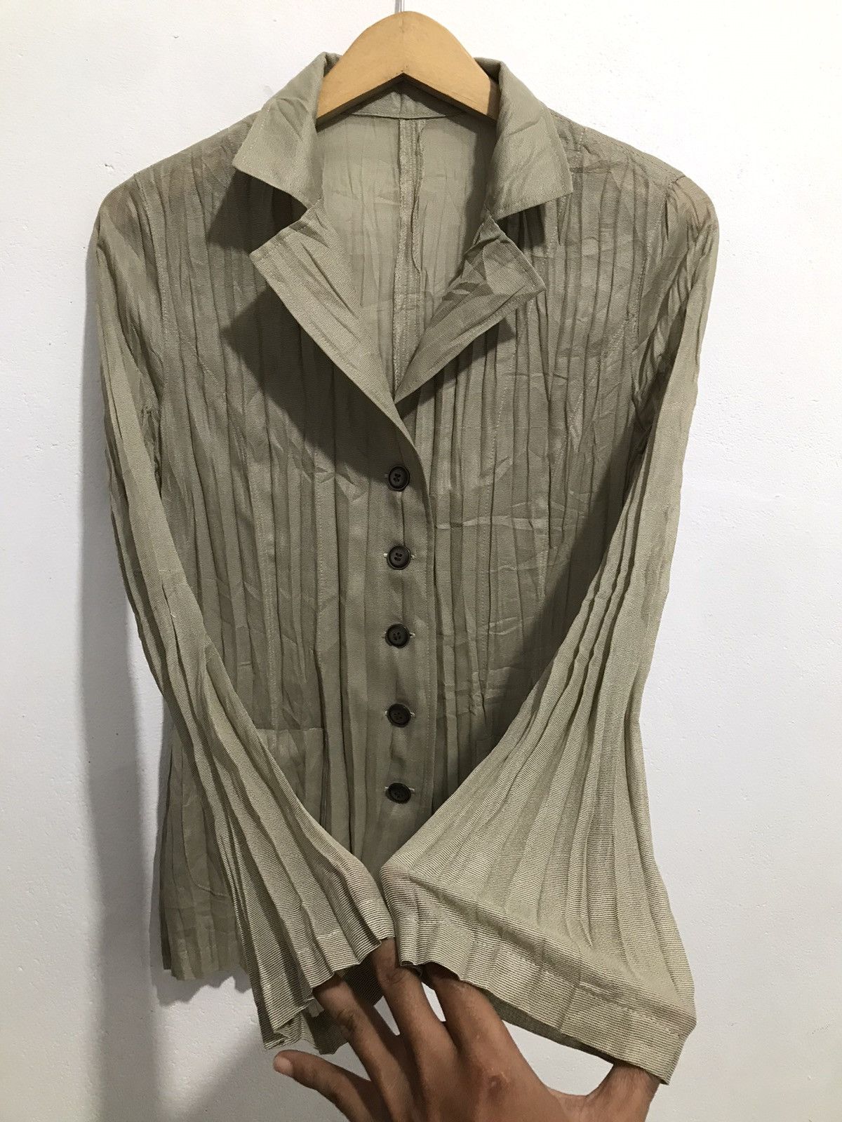 image of Issey Miyake x Yohji Yamamoto Japanese Bon Cilie Pleated Shirt Issey Style, Men's (Size Medium)