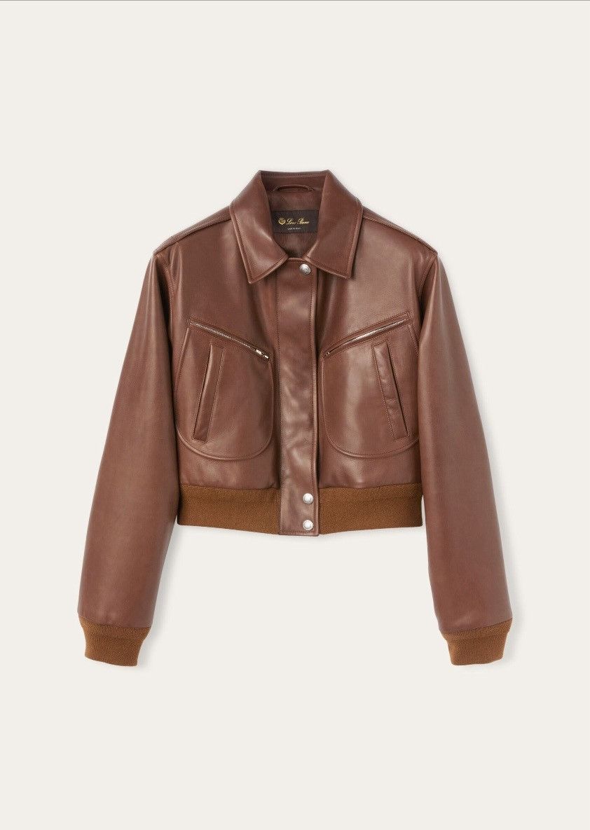 Loro Piana o1srvl11e0825 FAN3547 Cropped Leather Bomber Jacket in Brown Size S / US 4 / IT 40 - 1 Thumbnail