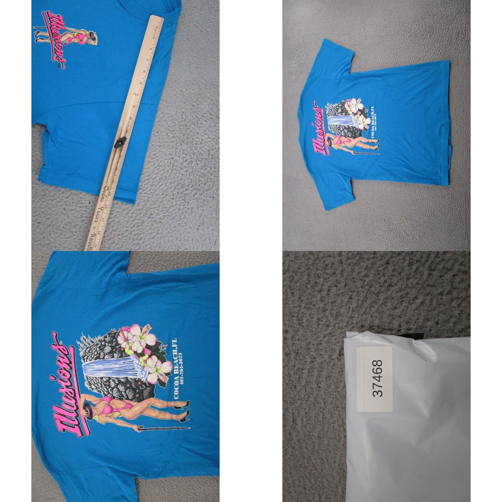 Anvil VTG 90s Anvil Shirt Illusions Strip Club Double-Sided T-Shirt Cocoa Beach XL Blue Men Size US XL / EU 56 / 4 - 8 Thumbnail