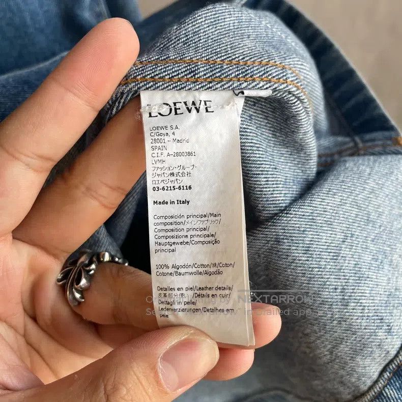 Loewe Loewe Classic Leather Brand Denim Jacket Size XXS / US 00 / IT 34 - 4 Thumbnail