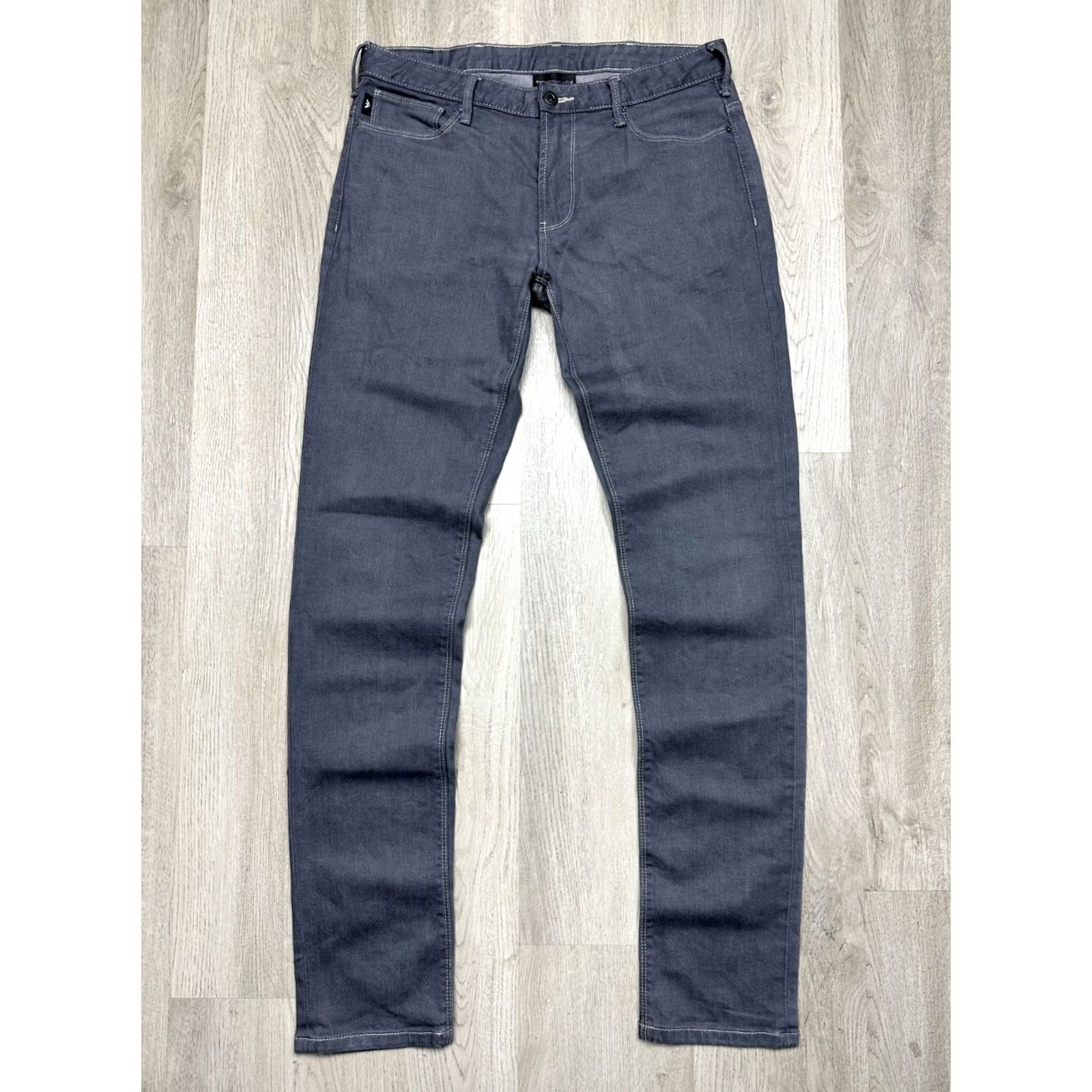 Vintage Armani Jeans Mens Denim Pants Jeans Size 32 Gray Cotton Denim Logo Pockets Inseam 34" Tailored Tapered Regular Waist 32 - Mens Jeans Size US 32 / EU 48 - 4 Thumbnail