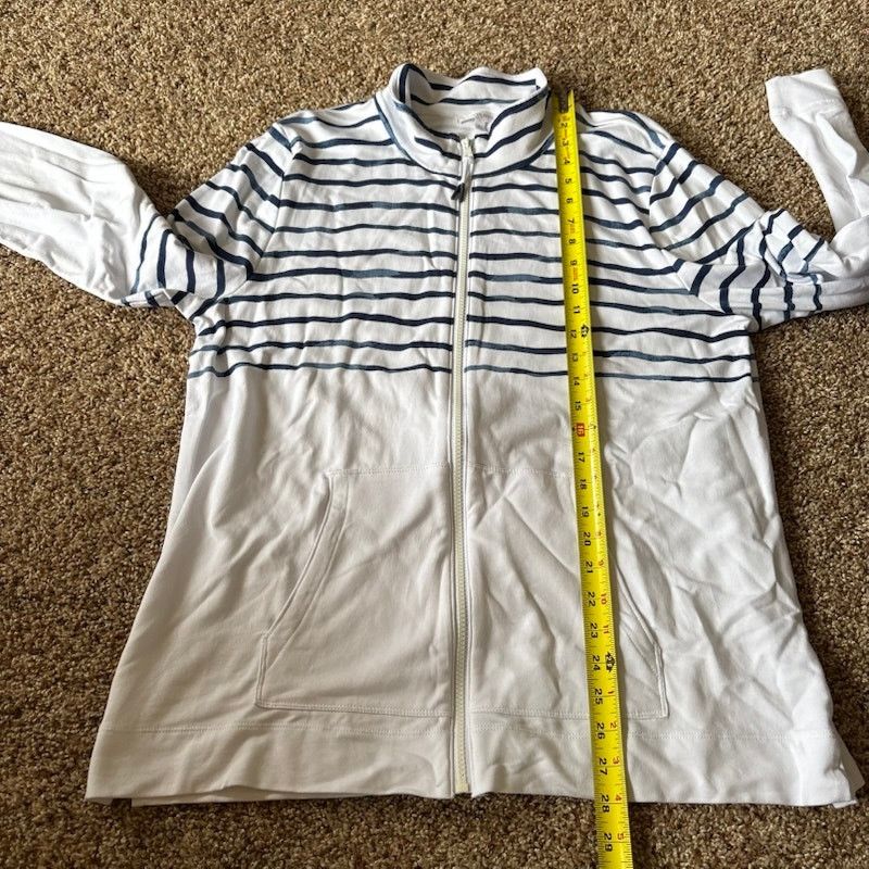 Talbots T by Talbots Sweatshirt Full Zip Long Sleeve White Blue XL Size XL / US 12-14 / IT 48-50 - 6 Thumbnail