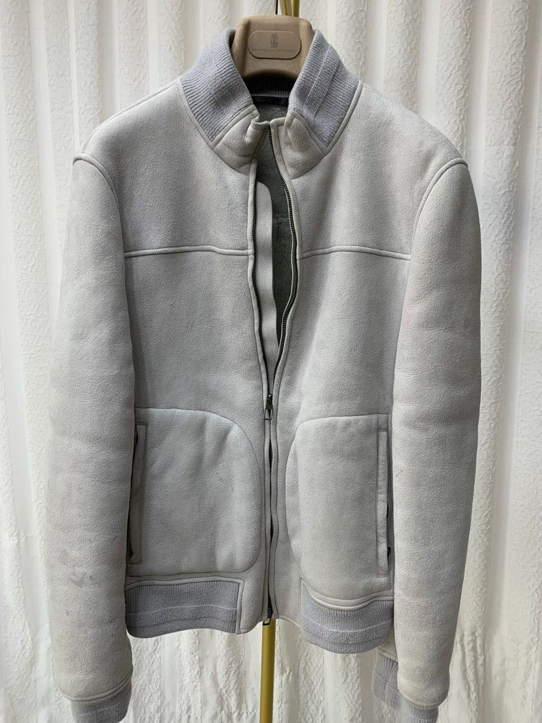 Loro Piana LORO PIANA Gray small stand collar men's fur and leather c Size US M / EU 48-50 / 2 - 9 Thumbnail
