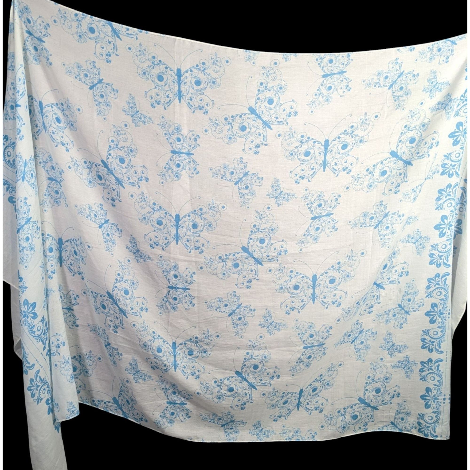 Other Bohemian Whimsical Blue Butterfly Print Lightweight Scarf Wr Size ONE SIZE - 2 Thumbnail