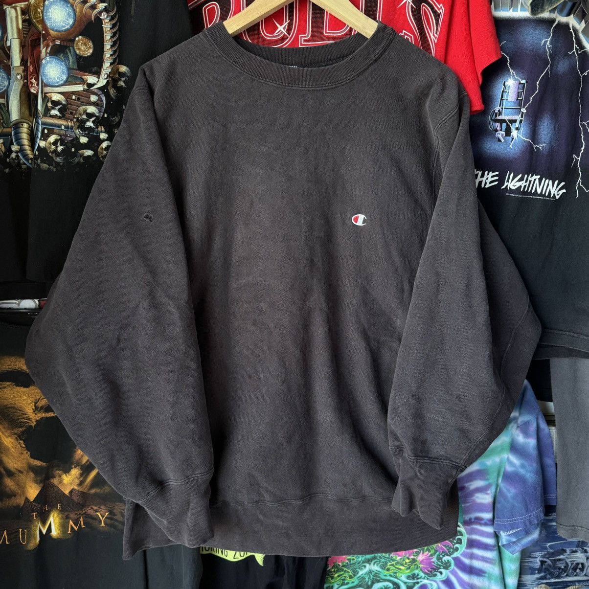 Champion × Vintage 90s CHAMPION REVERSE WEAVE FADED BROWN VINTAGE SWEATSHIRT Size US XL / EU 56 / 4 - 1 Thumbnail