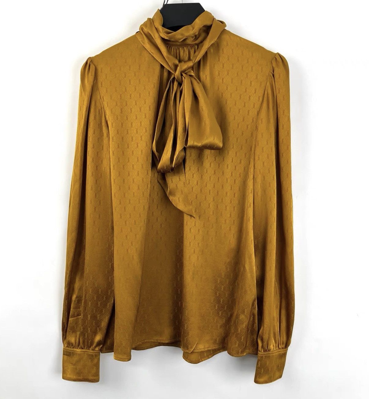 Saint Laurent Paris Saint Laurent Letter Print Silk Shirt with Strap Design K12 Size XXS / US 00 / IT 34 - 1 Thumbnail