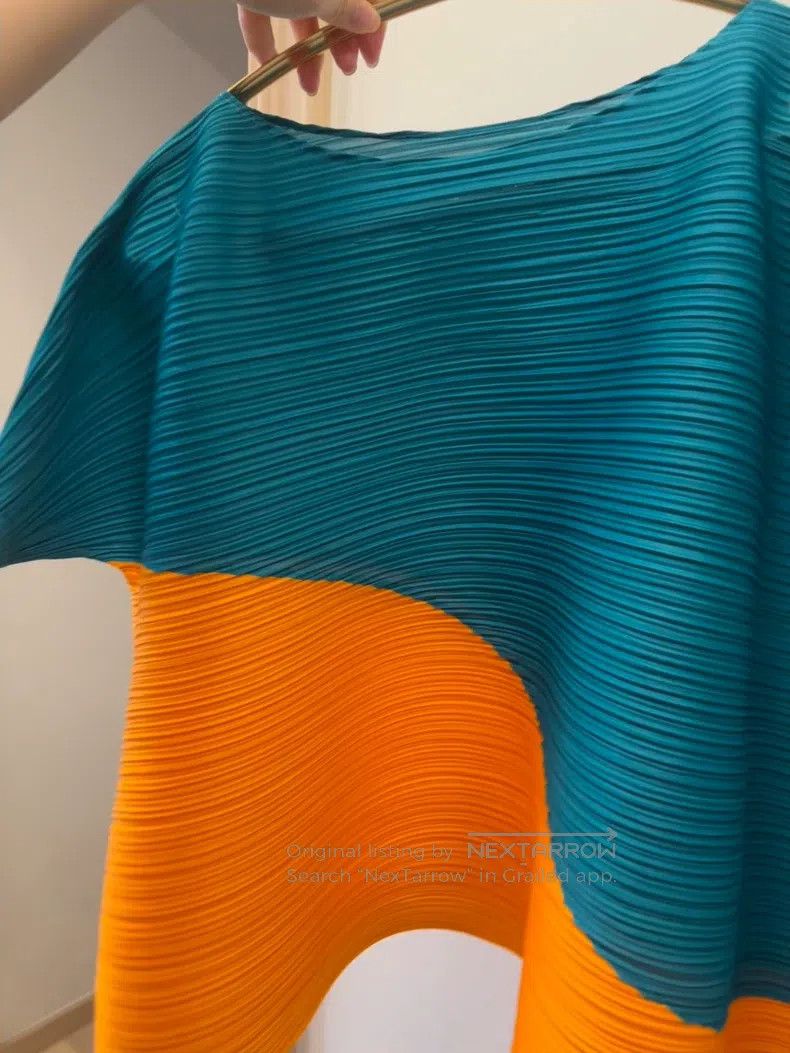 Issey Miyake Issey Miyake Green-Orange Color-Block Sleeveless Top Size L / US 10 / IT 46 - 1 Thumbnail