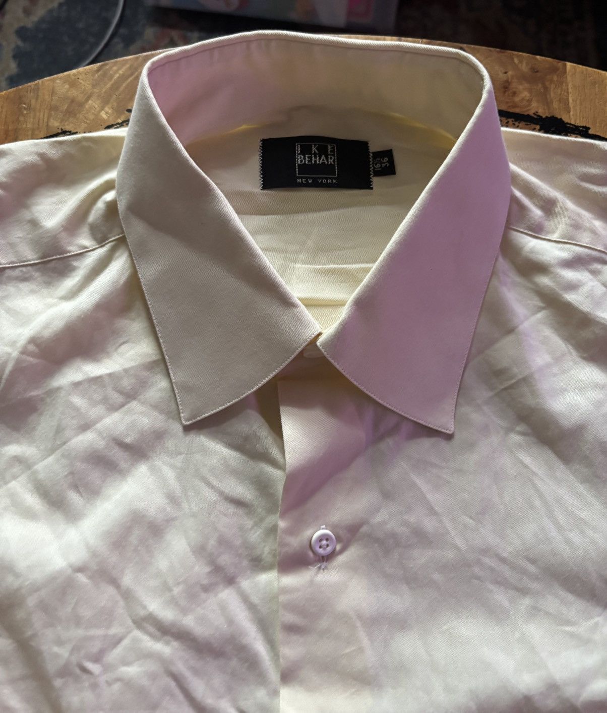 Ike Behar Vintage Ike Behar Dress Shirt Made in USA Cream Cotton Size US XL / EU 56 / 4 - 2 Thumbnail
