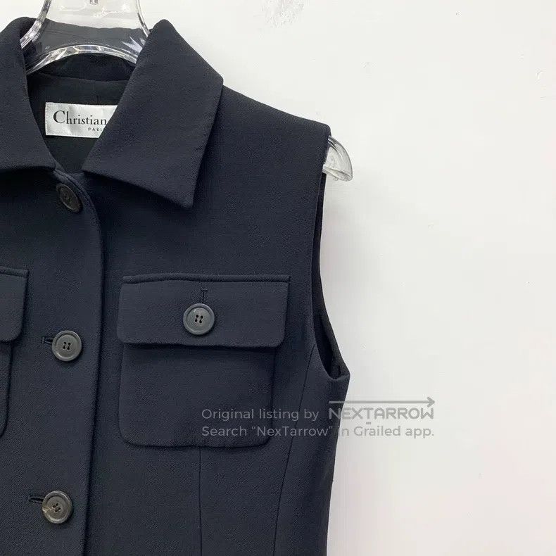 Dior Dior Black wool lapel single-breasted sleeveless dress Size XS / US 0-2 / IT 36-38 - 3 Thumbnail