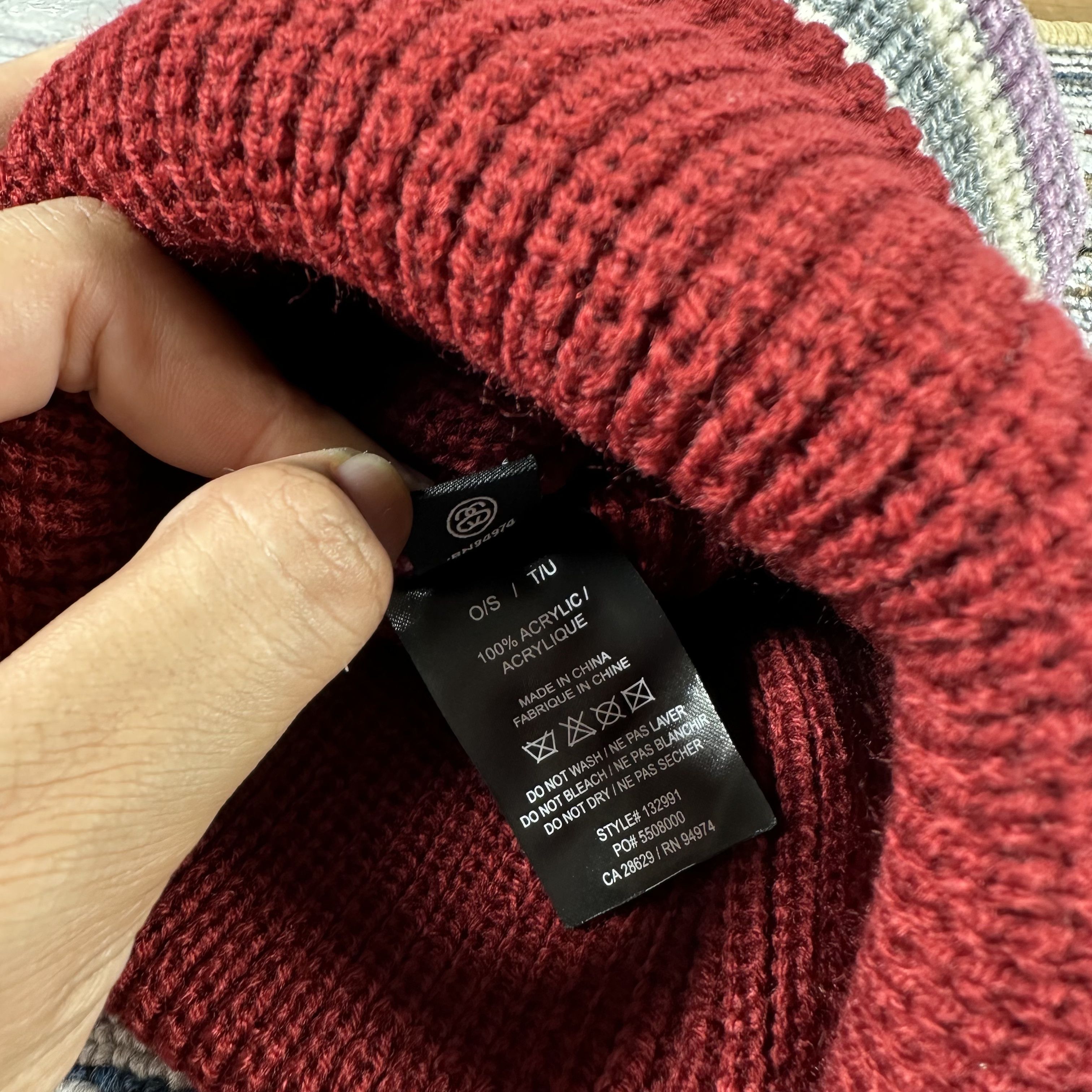 Stussy STUSSY STRIPED CUFF BEANIE HAT/ KNIT / WINE Size ONE SIZE - 5 Thumbnail