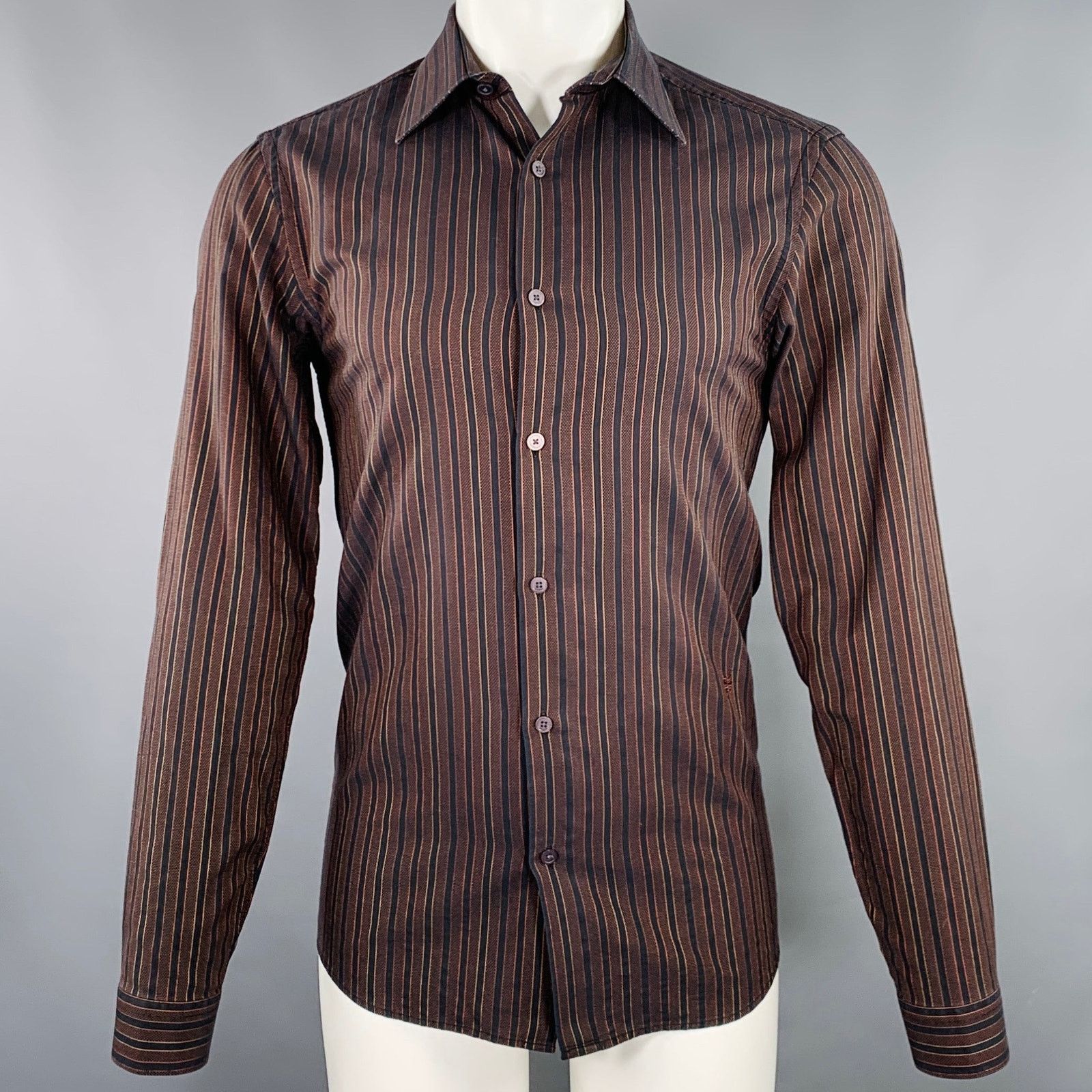 Givenchy GIVENCHY Size M Black Orange Stripe Long Sleeve Shirt Size US M / EU 48-50 / 2 - 1 Thumbnail