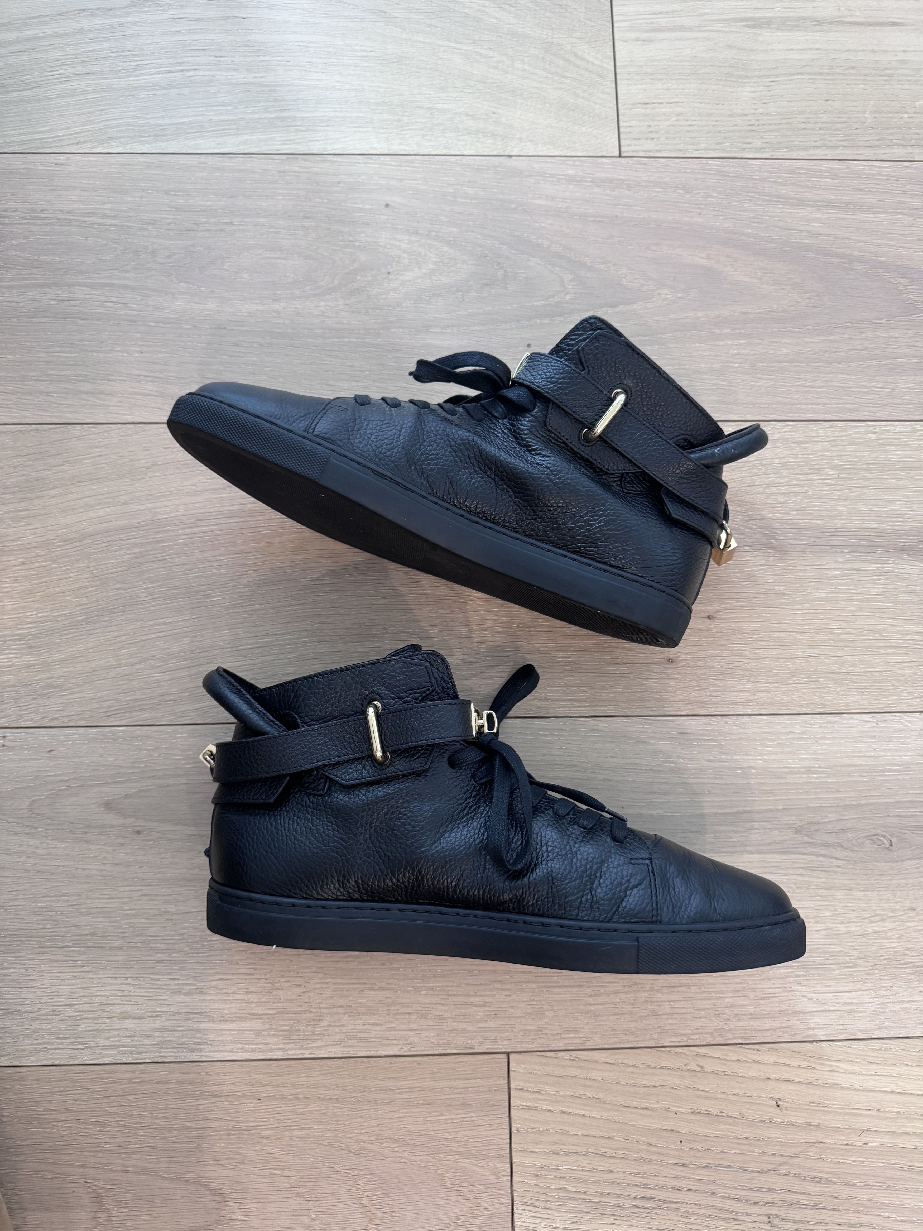 Buscemi Buscemi 100MM Black High Top Sneakers US12 / EU 45 Size US 12 / EU 45 - 1 Thumbnail