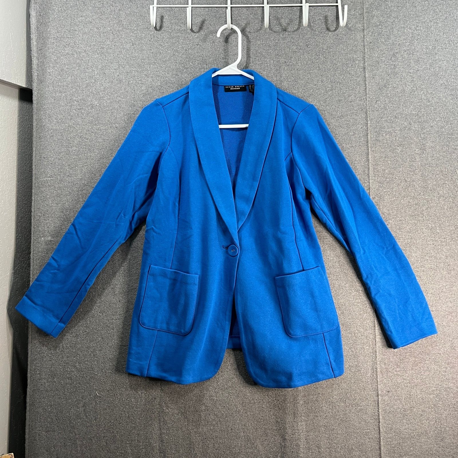 Other Susan Graver Weekend Petite Marina Knit Blazer Blue Size S / US 4 / IT 40 - 1 Thumbnail