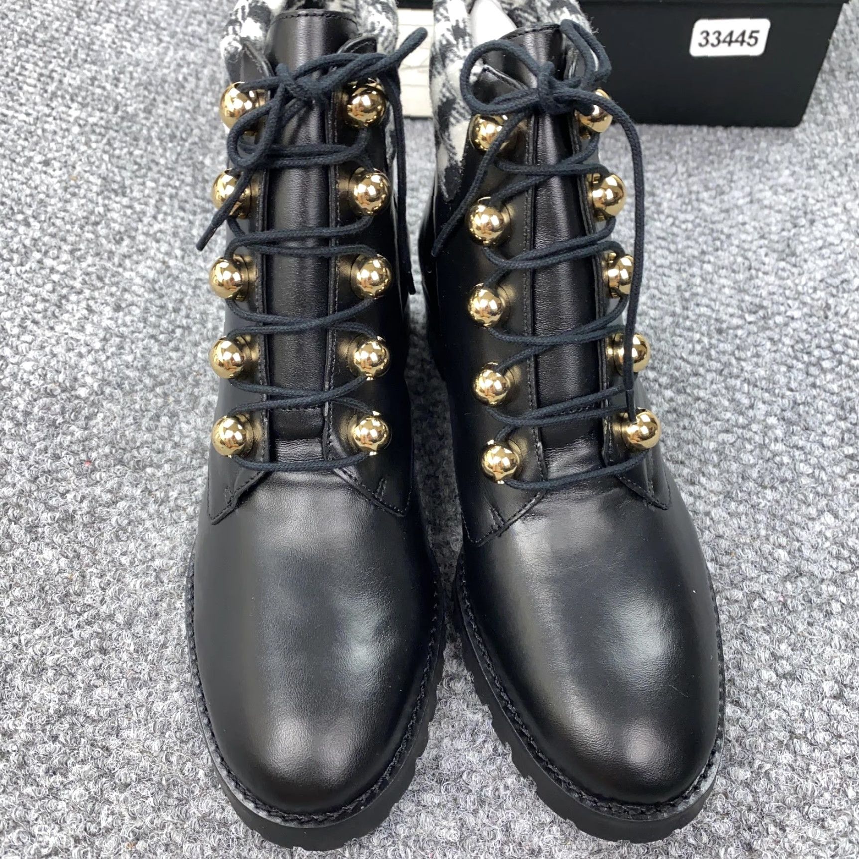 Talbots Talbots Boots Womens 7 Black Leather Combat Ankle Lug Sole Tish Metal Size US 7 / IT 37 - 4 Thumbnail
