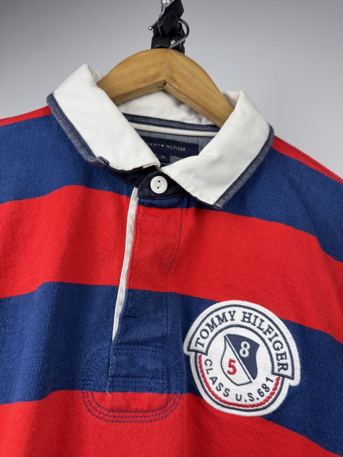 Tommy Hilfiger 00s Tommy Hilfiger Vintage Rugby Striped Long Sleeve Polo Size US L / EU 52-54 / 3 - 3 Thumbnail