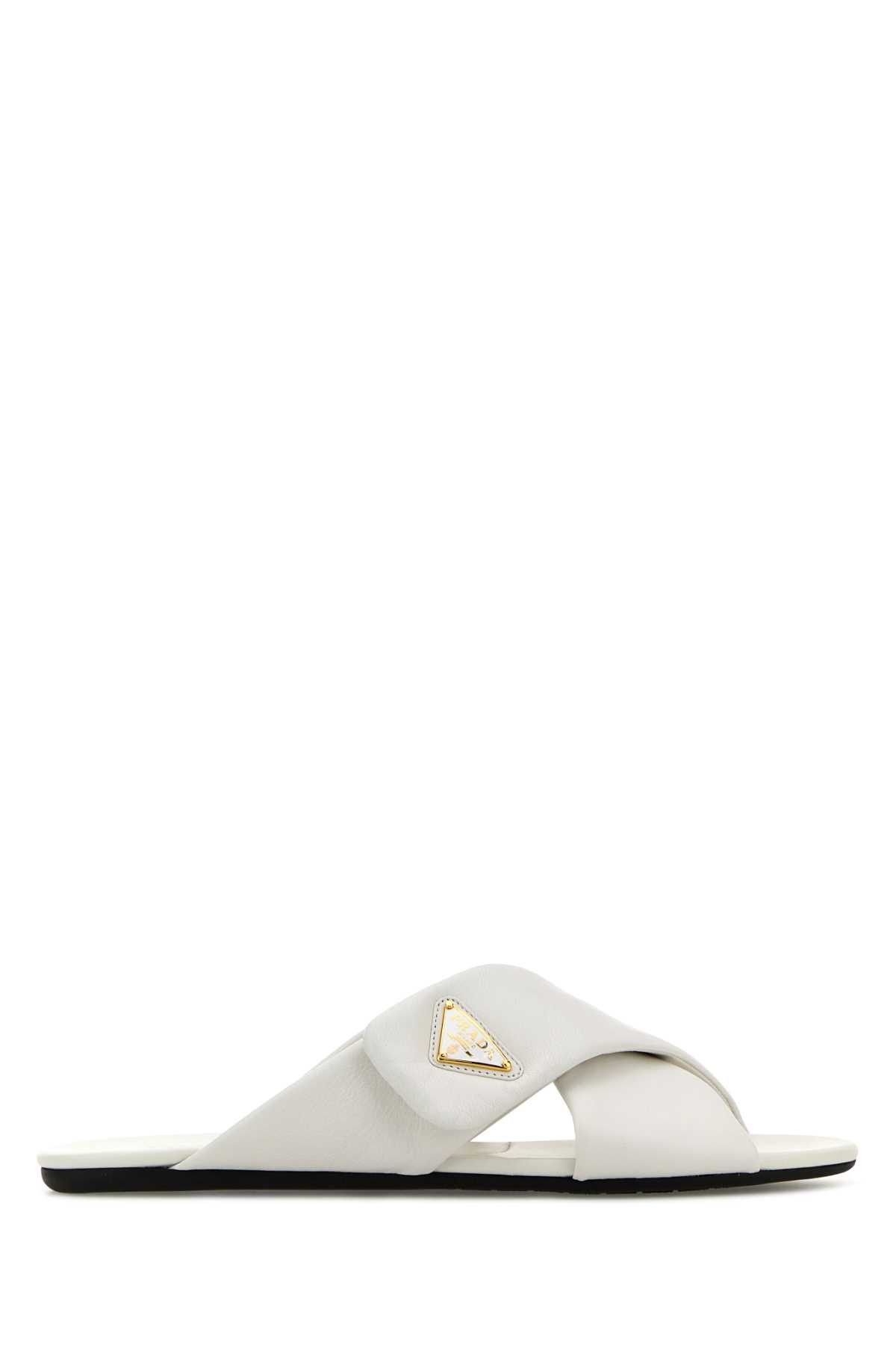 サンダル・ミュール PRADA Ivory Leather Shuffle Slippers Prada Shuffle Fringed Leather Mules | Saks Fifth Avenue