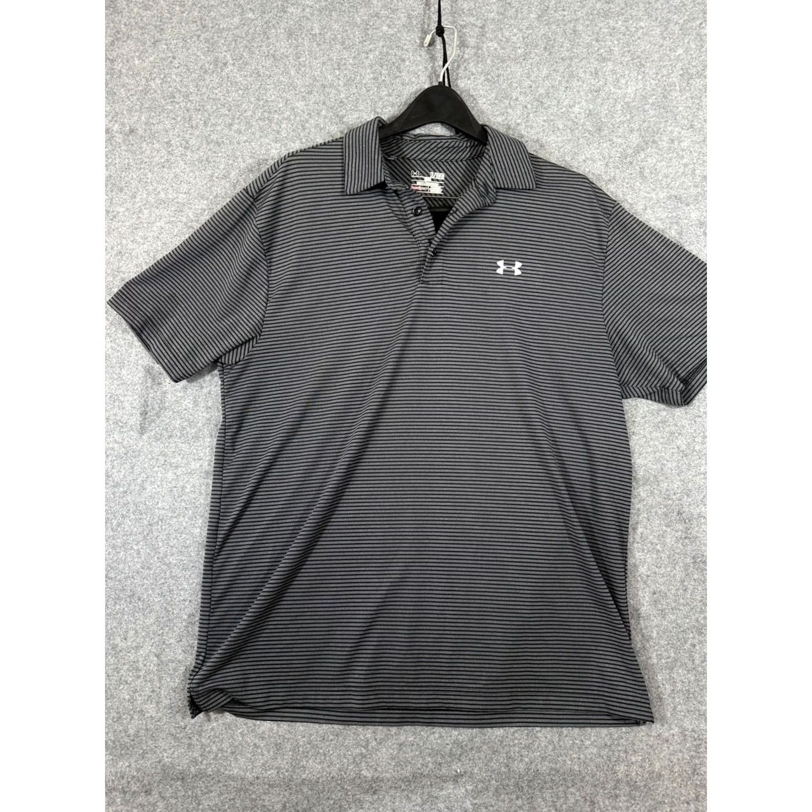 Under Armour Under Armour Polo Shirt Mens XL Gray Black Pinstriped Stretch HeatGear Loose Size US XL / EU 56 / 4 - 3 Thumbnail