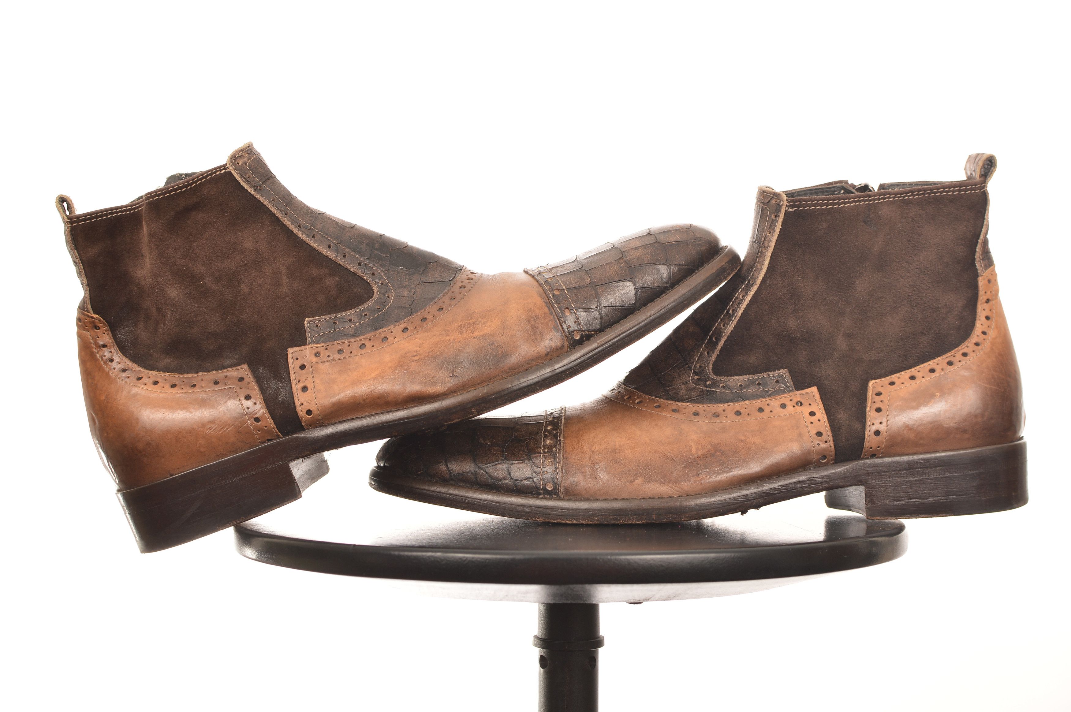 Jo Ghost Jo Ghost Brown Leather Croc Boots Size US 6 / EU 39 - 5 Thumbnail