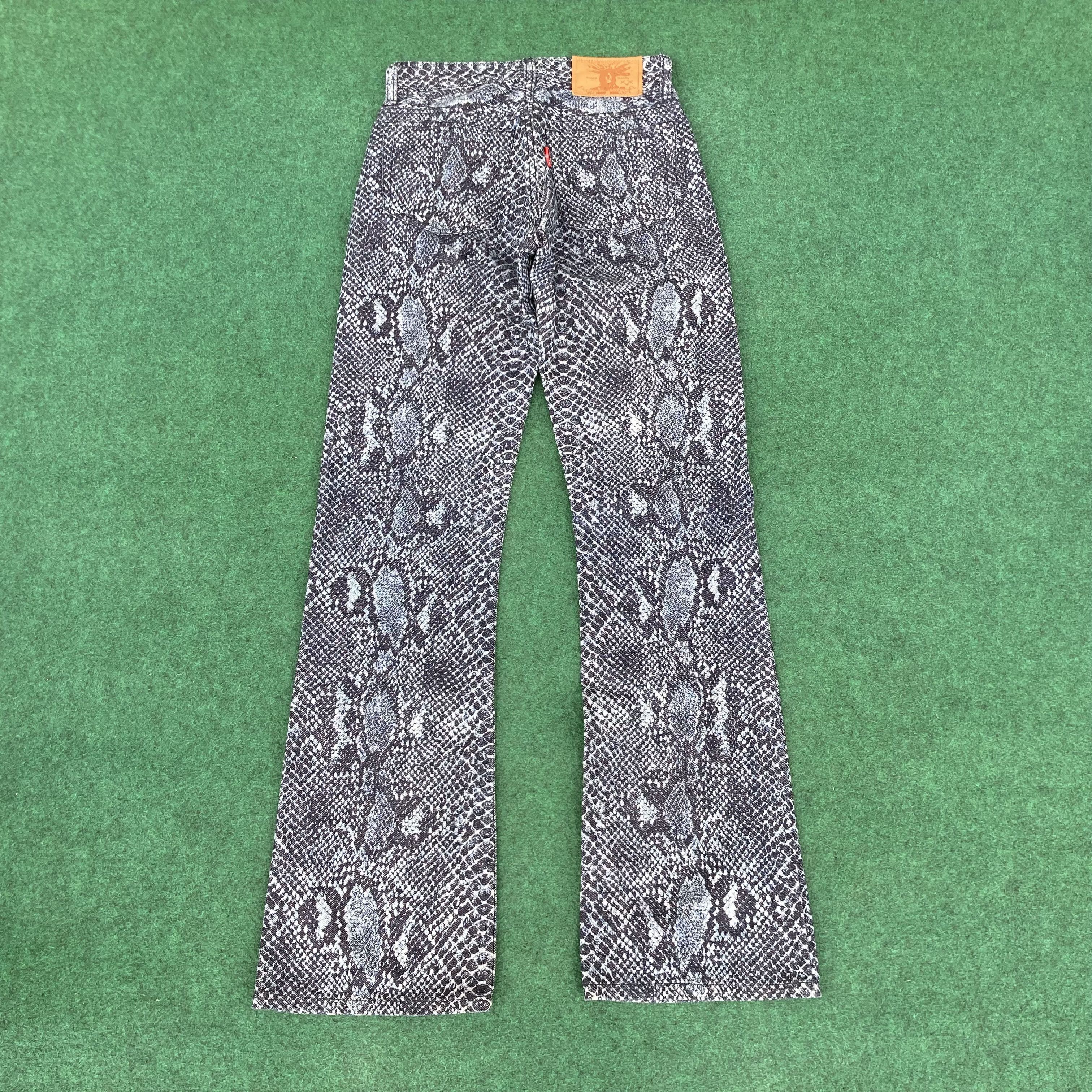 Hysteric Glamour × Japanese Brand × Vintage 25x31 Vtg Ozone Community Snakes Print Flare Bootcut Jeans Size 25" / US 0 / IT 36 - 12 Thumbnail