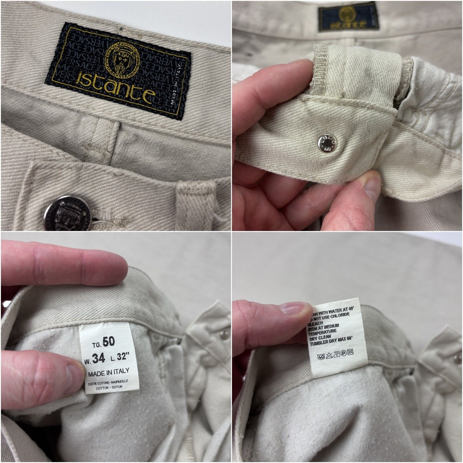 Versace Vintage Versace Istante Jeans White Mens Size 34x32 Size US 34 / EU 50 - 14 Thumbnail
