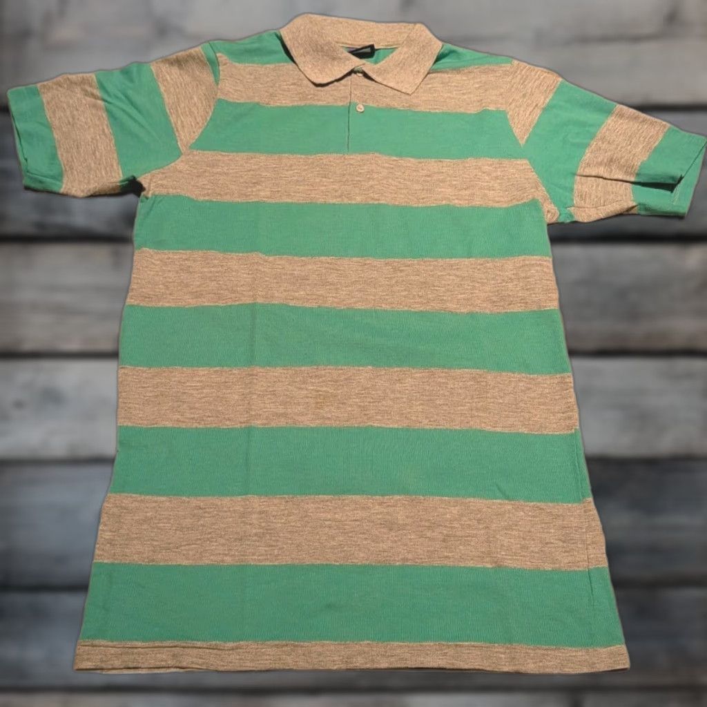 Vintage VINTAGE Encino Surf Stripe Polo Shirt Mens Polo Shirt Medium Tall Blue/Gray 1970s USA Made Short Sleeve Navy Gray Vintage Size US M / EU 48-50 / 2 - 1 Thumbnail