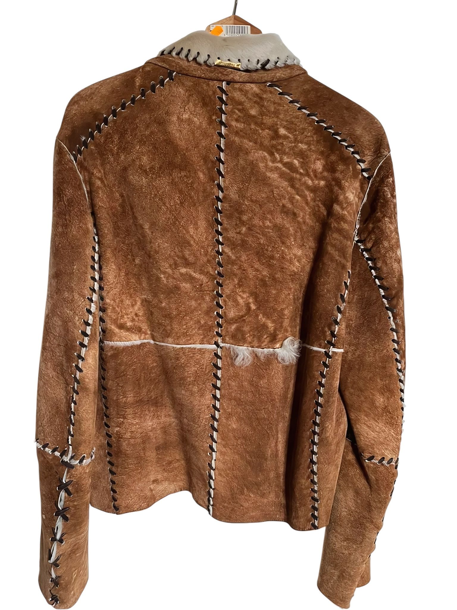 Roberto Cavalli ARCHIVE SHEARLING SUEDE LEATHER ASYMMETRIC ZIP JACKET Size US L / EU 52-54 / 3 - 2 Thumbnail