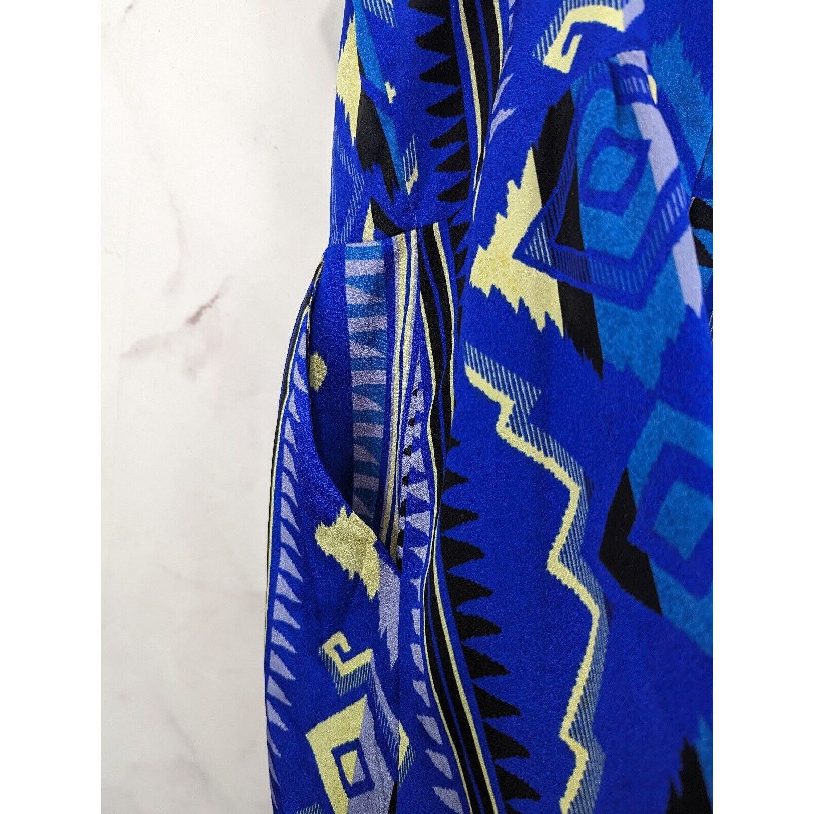 Anthropologie Yumi Kim Dress Women Large Aztec Southwestern Blue Spaghetti Size L / US 10 / IT 46 - 6 Thumbnail