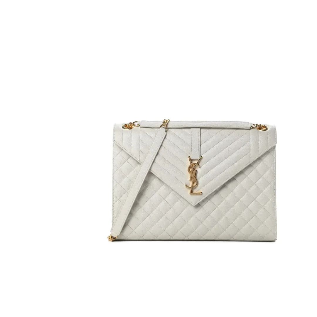 Saint Laurent Paris O1B1Hav110425 Size: Os / Envelope Large Leather Bag In White, Women's