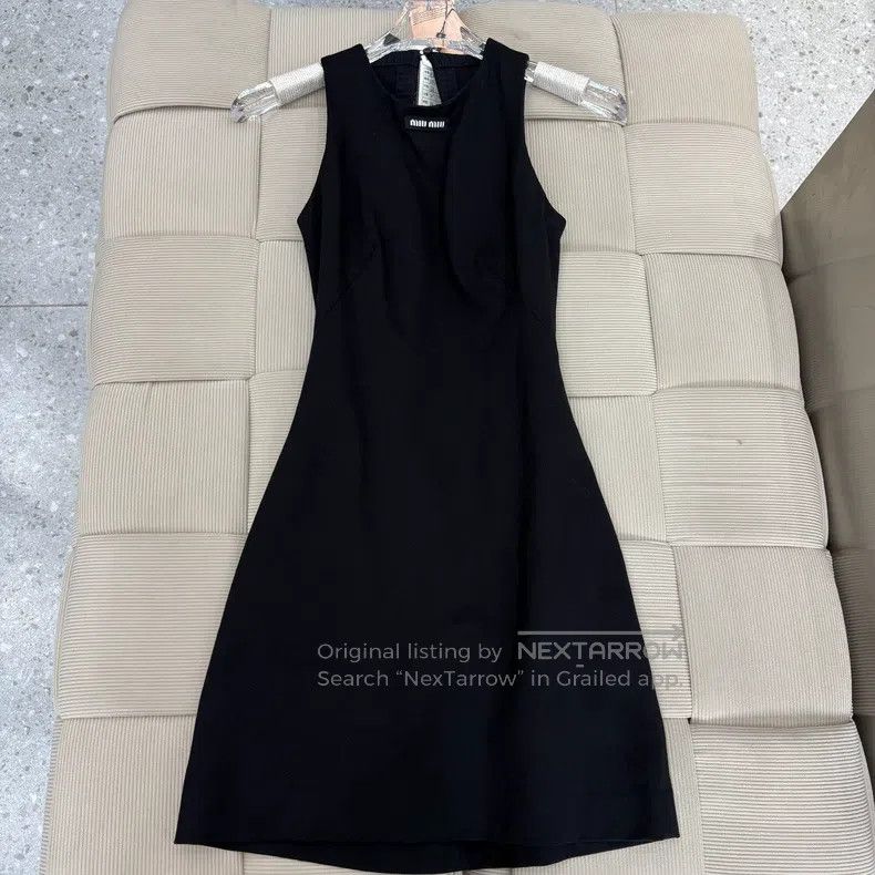 Miu Miu Miu Miu 38 Solid color round neck hollow long sleeveless dr Size S / US 4 / IT 40 - 1 Thumbnail