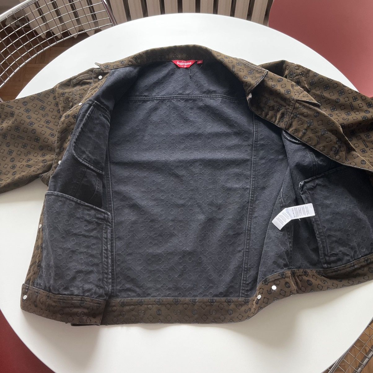 Supreme Supreme Flocked Denim Trucker Jacket Brown Monogram XL Size US XL / EU 56 / 4 - 7 Thumbnail