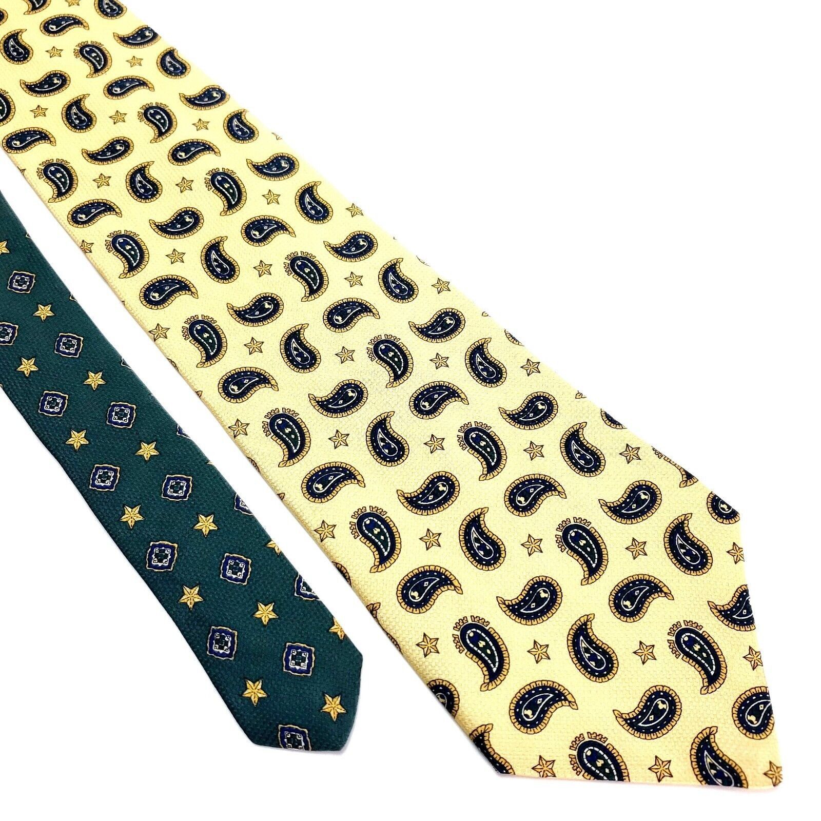 Tommy Hilfiger Tommy Hilfiger Textured Silk Tie Yellow Short Wide Paisley Size ONE SIZE - 1 Thumbnail