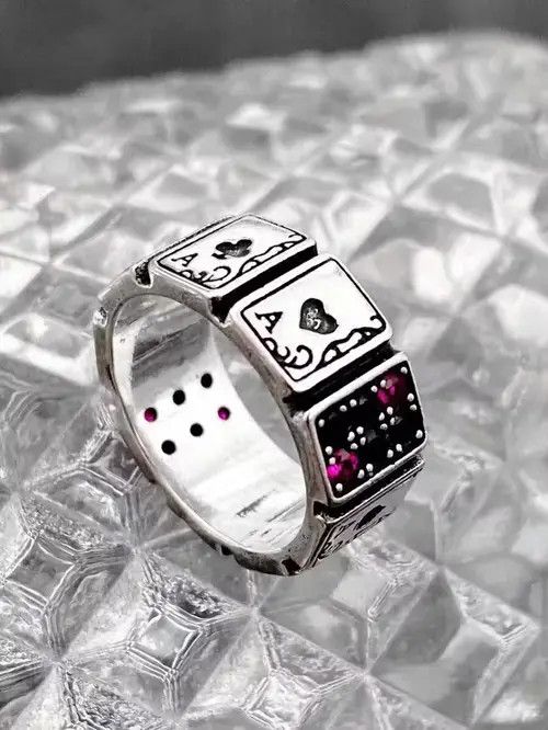Jewelry × Ring Of Fire Retro Punk Vintage Size 5 Card Ring Retro Size ONE SIZE - 2 Thumbnail