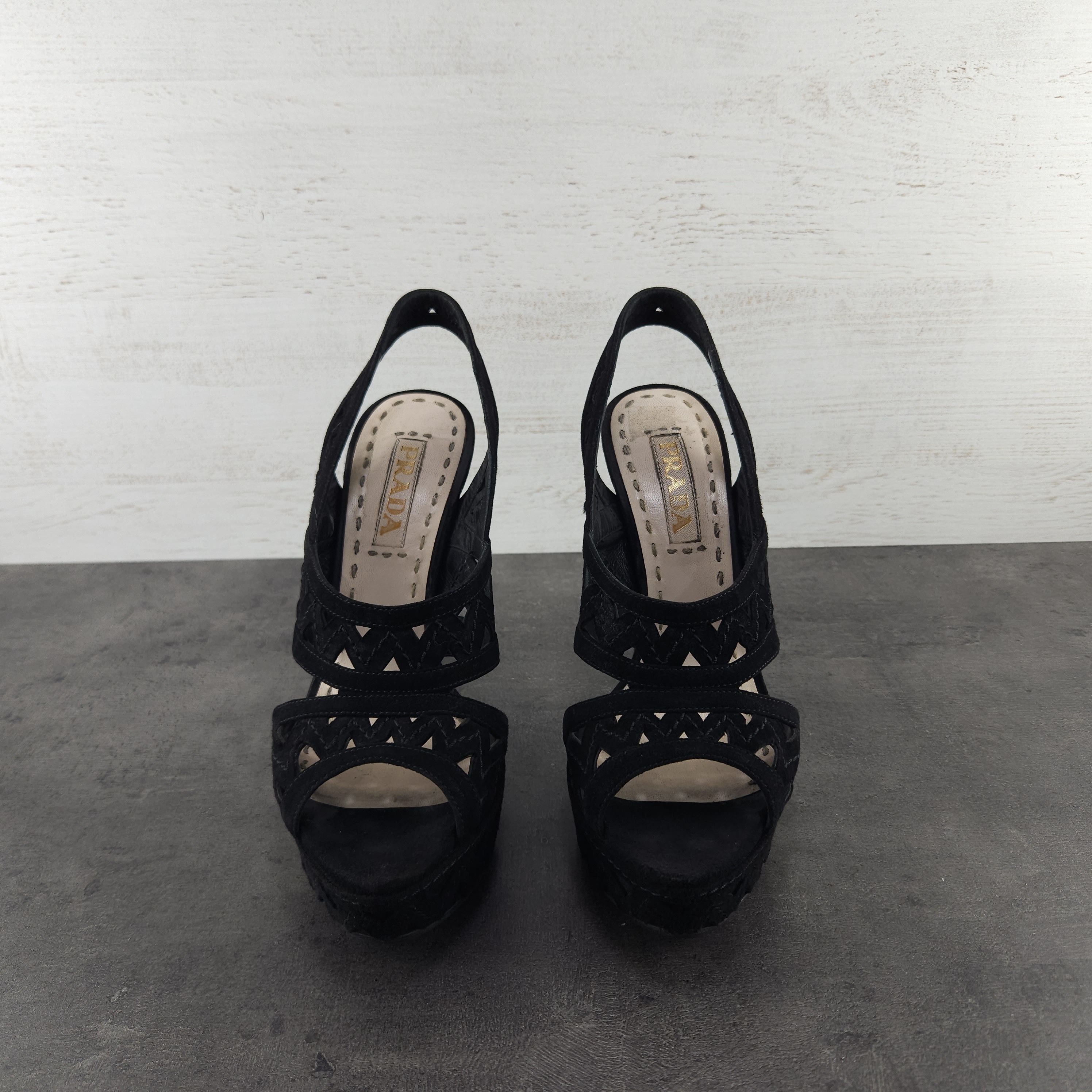 Prada Prada Black suede Heels Sz 38.5 Size US 8.5 / IT 38.5 - 3 Thumbnail