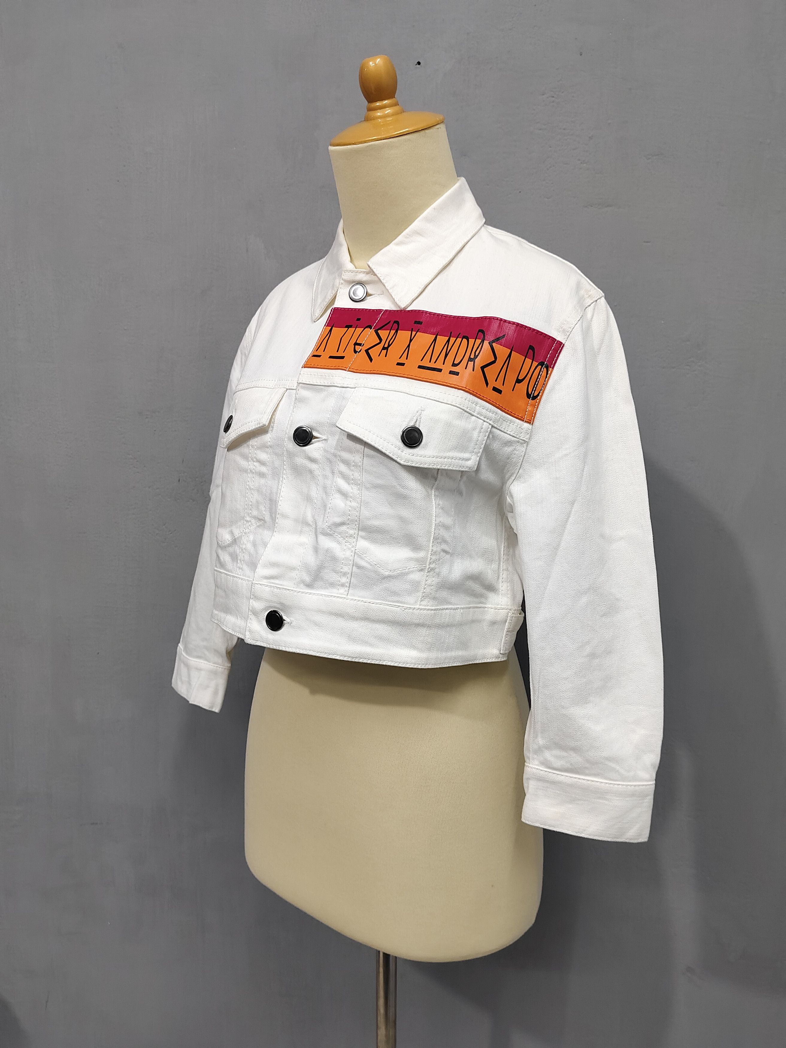 Andrea Pompilio Onitsuka Tiger x Andrea Pompilio Runway Cropped Denim Jacket Size M / US 6-8 / IT 42-44 - 4 Thumbnail