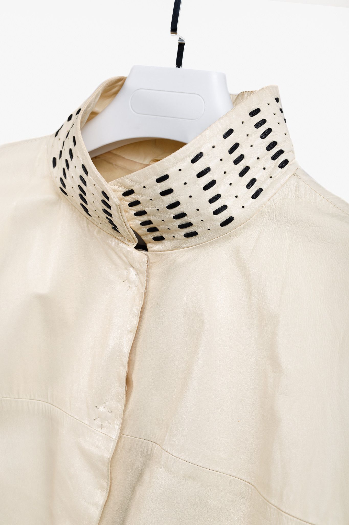 Sportmax Sportmax Embroidered Beige Leather Box Jacket Size L / US 10 / IT 46 - 5 Thumbnail