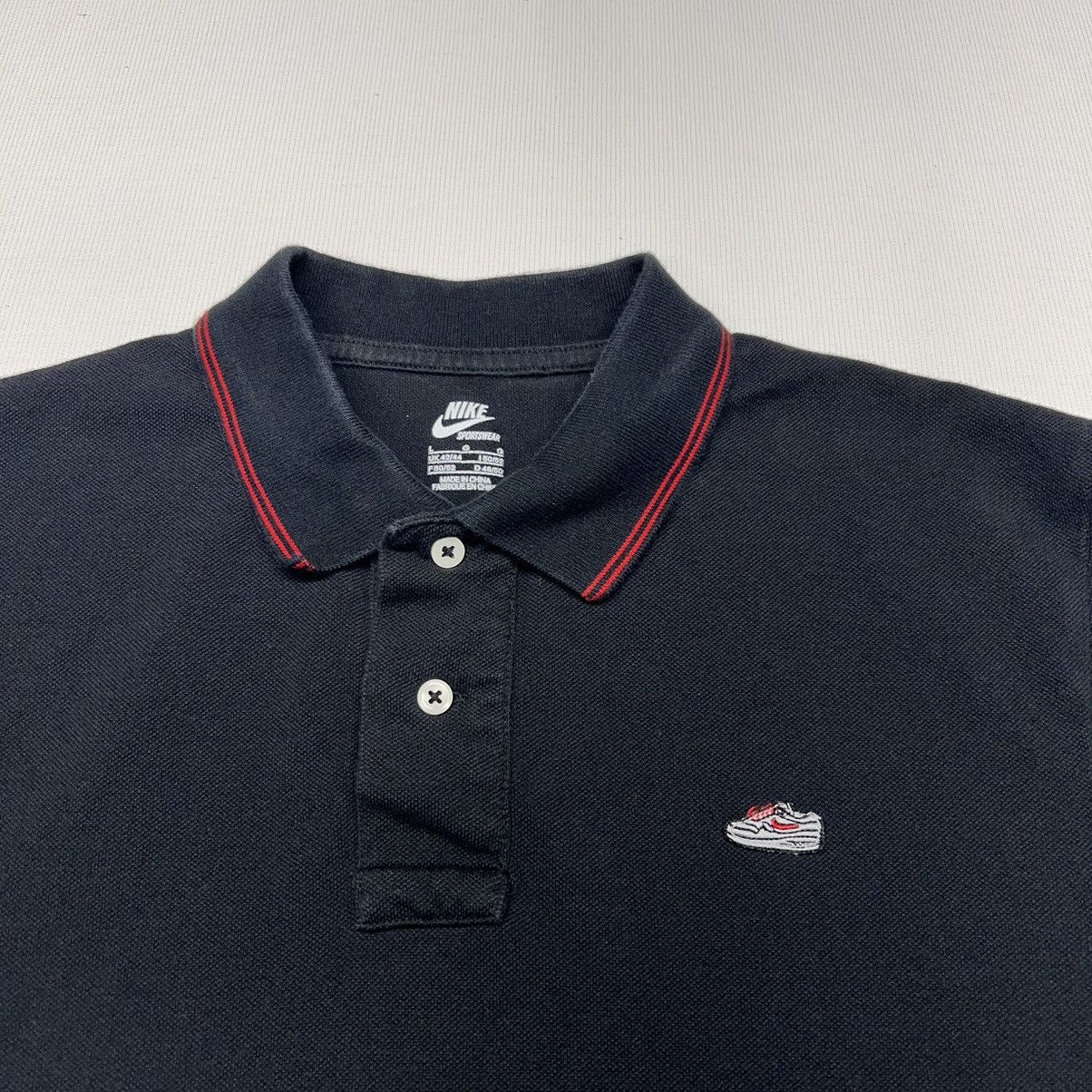 Nike × Vintage VTG Nike Polo Shirt Black Sportswear Air Max 90 Y2K Size US L / EU 52-54 / 3 - 3 Thumbnail
