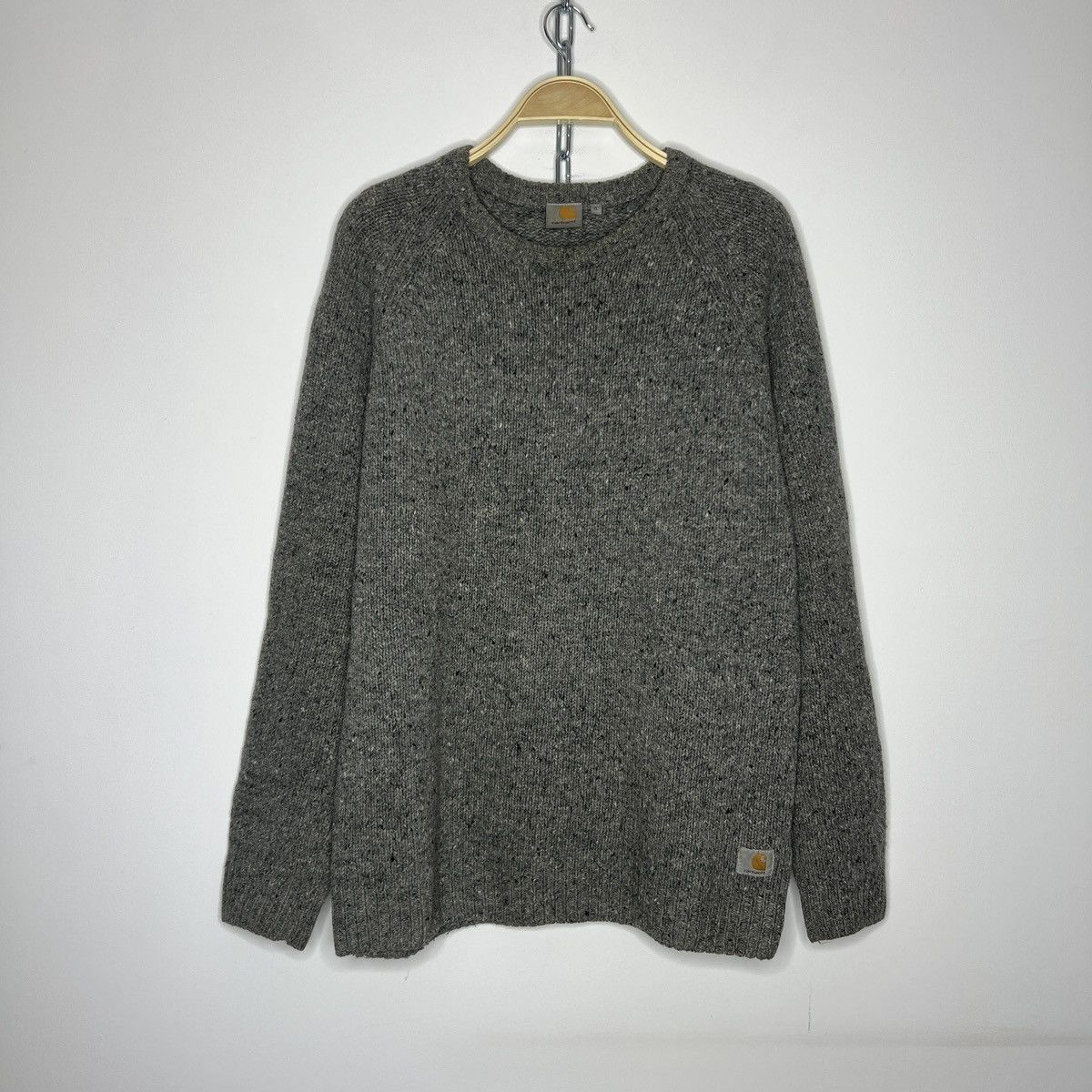 Carhartt × Carhartt Wip × Vintage Carhartt Anglistic Wool Sweater Knitwear Jumper Grey Y2K Size US XL / EU 56 / 4 - 1 Thumbnail