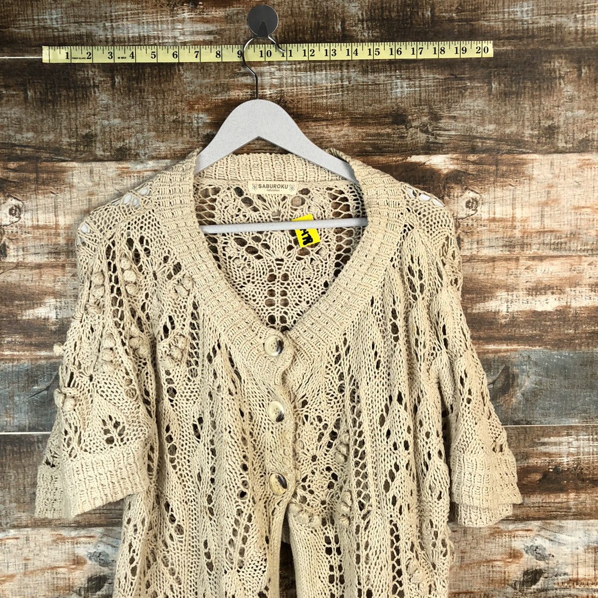 Japanese Brand Saburoku Cream Cardigan Knitwear #A1478 Size M / US 6-8 / IT 42-44 - 2 Thumbnail