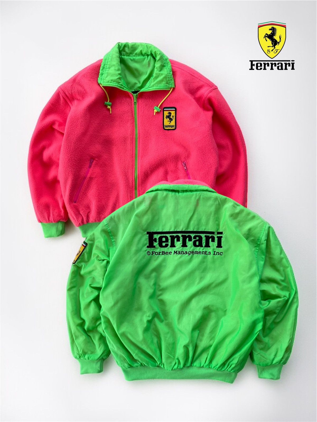 Ferrari 🔥VINTAGE FERRARI BIG LOGO REVERSIBLE RACING BOMBER JACKET Size US L / EU 52-54 / 3 - 1 Thumbnail