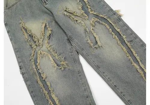 Jean Vintage hip hop frayed trim distressed jeans Size US 30 / EU 46 - 5 Thumbnail