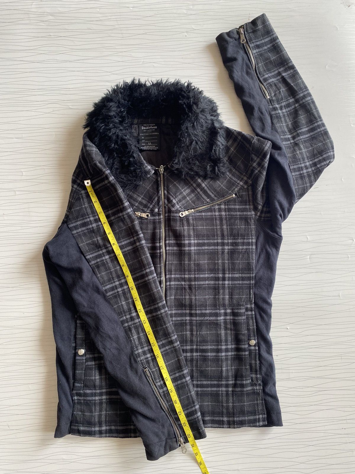 If Six Was Nine × Japanese Brand × Seditionaries Double Focus Grey Tartan Fur Neck Punk Style Wool Jacket Size US L / EU 52-54 / 3 - 18 Thumbnail