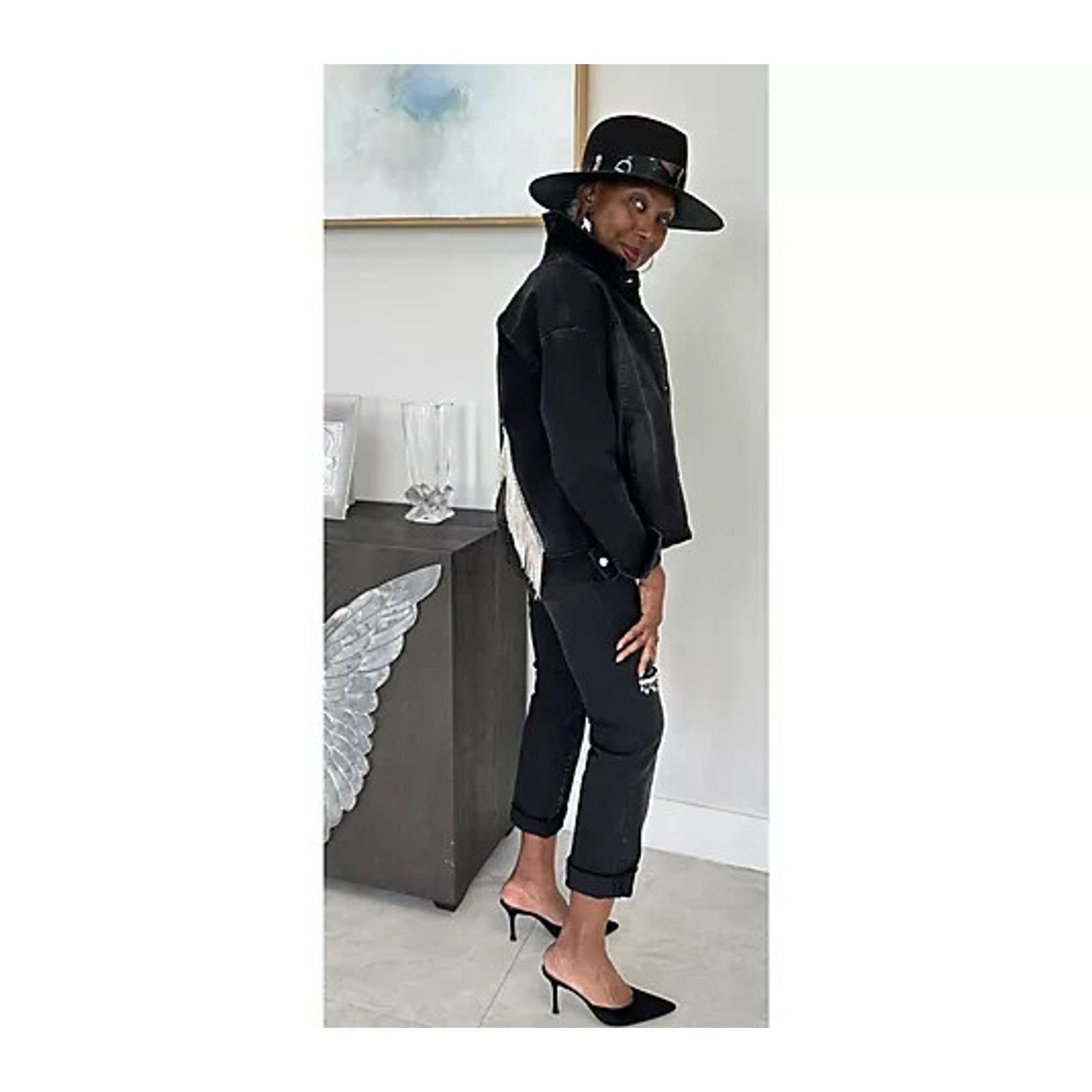 BASE CONTROL Women with Control My Wonder Denim Fringe Jacket M A643216 Size M / US 6-8 / IT 42-44 - 2 Thumbnail