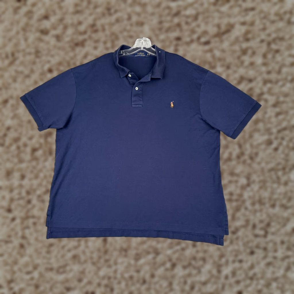 Ralph Lauren VINTAGE Ralph Lauren Polo Shirt Adult 2XL Blue 100% Cotton Jersey Short Sleeve Polo Shirt Regular Mens Size US XXL / EU 58 / 5 - 1 Thumbnail